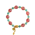 Fortune Jewel Natural Strawberry Quartz Moonstone Healing Positive Beads Bracelet - Fortune Jewel