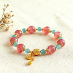 Fortune Jewel Natural Strawberry Quartz Moonstone Healing Positive Beads Bracelet - Fortune Jewel