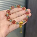 Fortune Jewel Natural Strawberry Quartz Moonstone Healing Positive Beads Bracelet - Fortune Jewel