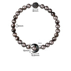 Fortune Jewel Moon Design Natural Silver Sheen Obsidian Protection Beaded Bracelet - Fortune Jewel