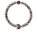 Fortune Jewel Moon Design Natural Silver Sheen Obsidian Protection Beaded Bracelet - Fortune Jewel