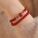 Fortune Jewel Double Wrap Red Agate Beaded Self-acceptance Confidence Bracelet - Fortune Jewel