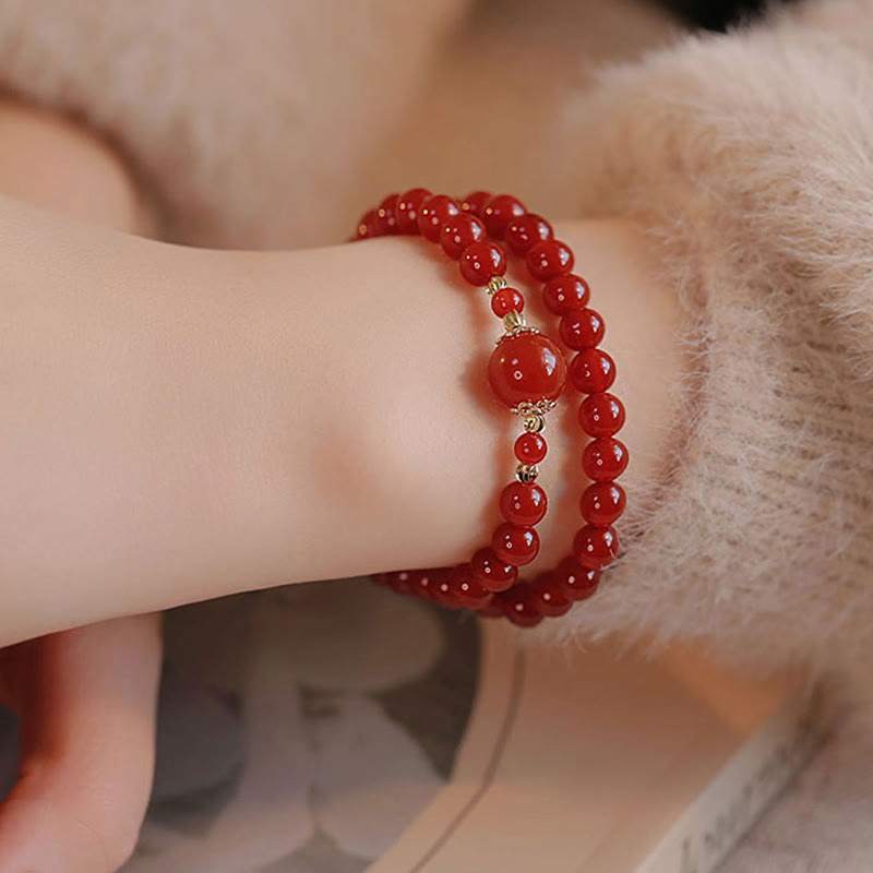 Fortune Jewel Double Wrap Red Agate Beaded Self-acceptance Confidence Bracelet - Fortune Jewel
