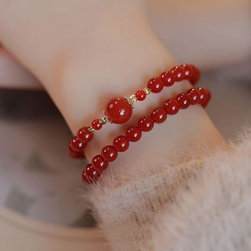 Fortune Jewel Double Wrap Red Agate Beaded Self-acceptance Confidence Bracelet - Fortune Jewel