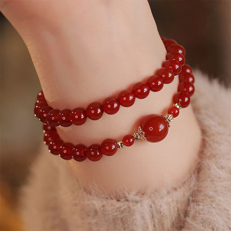 Fortune Jewel Double Wrap Red Agate Beaded Self-acceptance Confidence Bracelet - Fortune Jewel