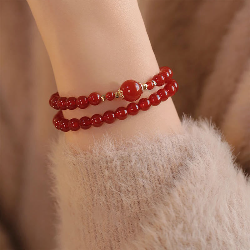 Fortune Jewel Double Wrap Red Agate Beaded Self-acceptance Confidence Bracelet - Fortune Jewel