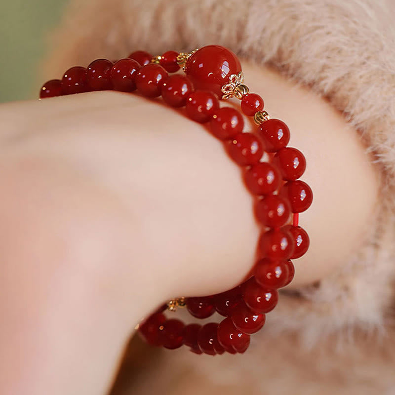 Fortune Jewel Double Wrap Red Agate Beaded Self-acceptance Confidence Bracelet - Fortune Jewel