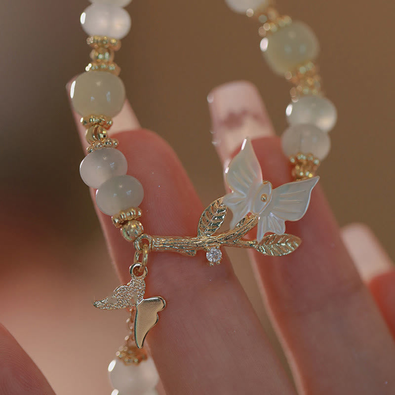 Fortune Jewel Butterfly Charm Hetian Jade Adjustable Chain Prosperity Bracelet - Fortune Jewel