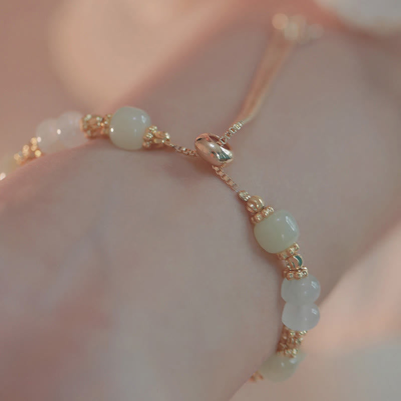 Fortune Jewel Butterfly Charm Hetian Jade Adjustable Chain Prosperity Bracelet - Fortune Jewel