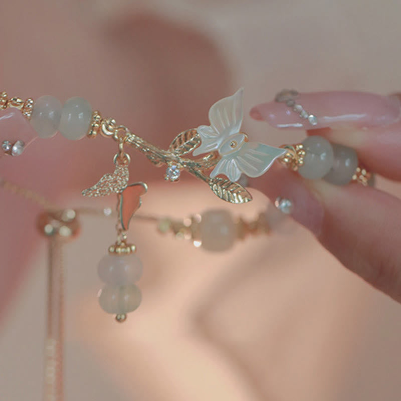 Fortune Jewel Butterfly Charm Hetian Jade Adjustable Chain Prosperity Bracelet - Fortune Jewel
