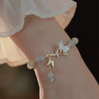 Fortune Jewel Butterfly Charm Hetian Jade Adjustable Chain Prosperity Bracelet - Fortune Jewel
