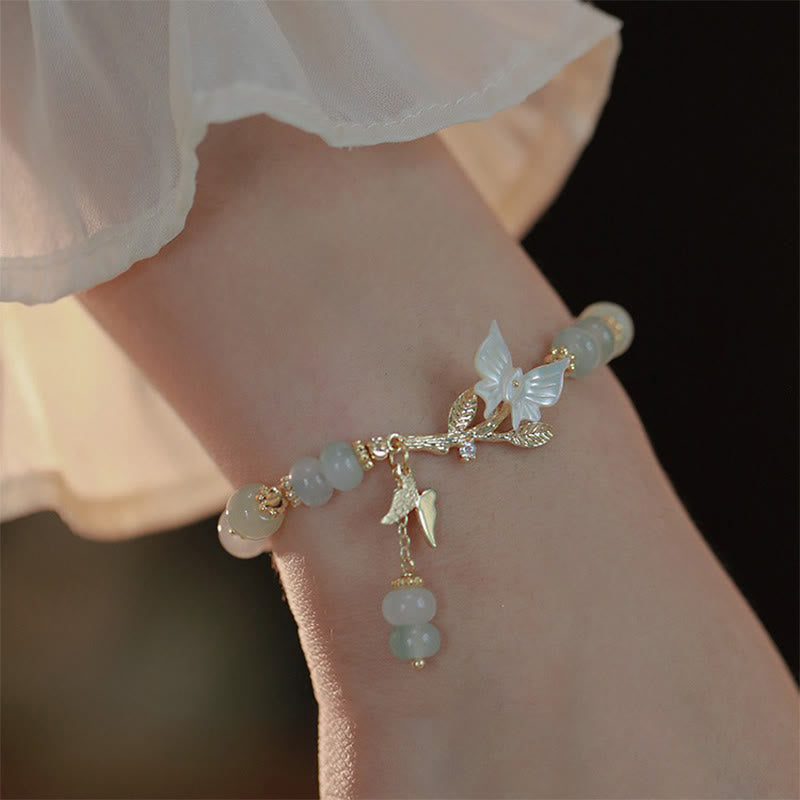 Fortune Jewel Butterfly Charm Hetian Jade Adjustable Chain Prosperity Bracelet - Fortune Jewel