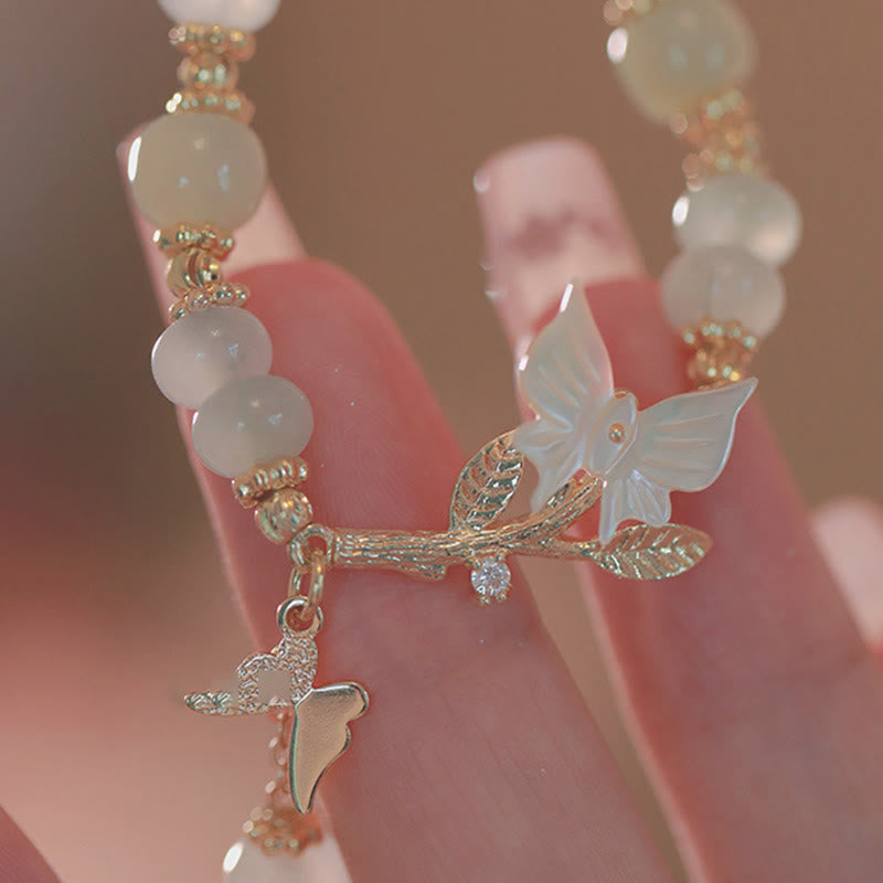 Fortune Jewel Butterfly Charm Hetian Jade Adjustable Chain Prosperity Bracelet - Fortune Jewel
