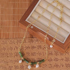 Fortune Jewel Tianshan Jade Bamboo Pearl Abundance Wealth Necklace Pendant - Fortune Jewel