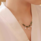 Fortune Jewel Tianshan Jade Bamboo Pearl Abundance Wealth Necklace Pendant - Fortune Jewel