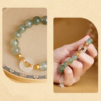Fortune Jewel 925 Sterling Silver Green Rutilated Quartz White Chalcedony Peace Buckle Courage Bracelet - Fortune Jewel