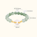 Fortune Jewel 925 Sterling Silver Green Rutilated Quartz White Chalcedony Peace Buckle Courage Bracelet - Fortune Jewel