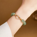 Fortune Jewel 925 Sterling Silver Green Rutilated Quartz White Chalcedony Peace Buckle Courage Bracelet - Fortune Jewel
