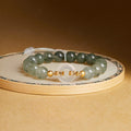 Fortune Jewel 925 Sterling Silver Green Rutilated Quartz White Chalcedony Peace Buckle Courage Bracelet - Fortune Jewel