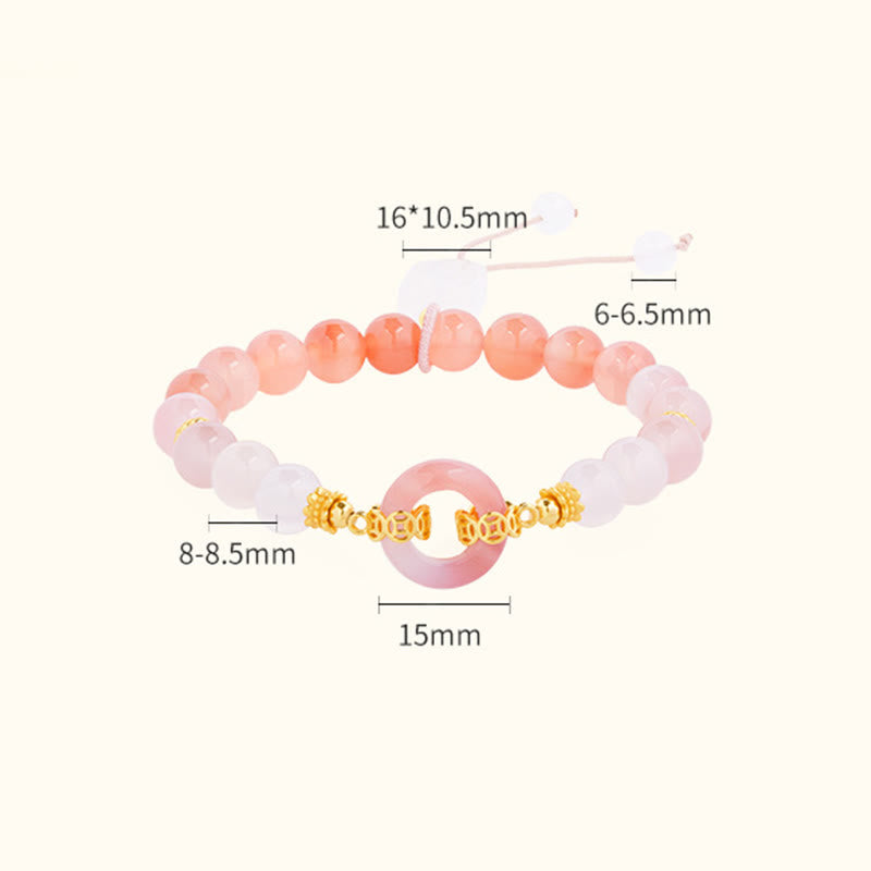 Fortune Jewel 925 Sterling Silver Red Agate White Chalcedony Peace Buckle Confidence Bracelet - Fortune Jewel