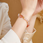 Fortune Jewel 925 Sterling Silver Red Agate White Chalcedony Peace Buckle Confidence Bracelet - Fortune Jewel