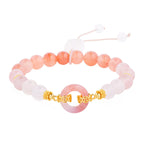 Fortune Jewel 925 Sterling Silver Red Agate White Chalcedony Peace Buckle Confidence Bracelet - Fortune Jewel