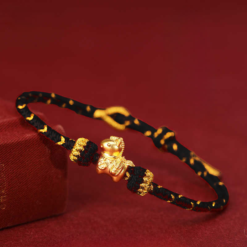 Fortune Jewel 999 Gold Year Of The Horse Braided String Rope Luck Adjustable Bracelet - Fortune Jewel