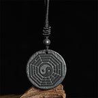 Fortune Jewel Authentic Shungite Stone Yin Yang Bagua Protection Necklace Pendant - Fortune Jewel