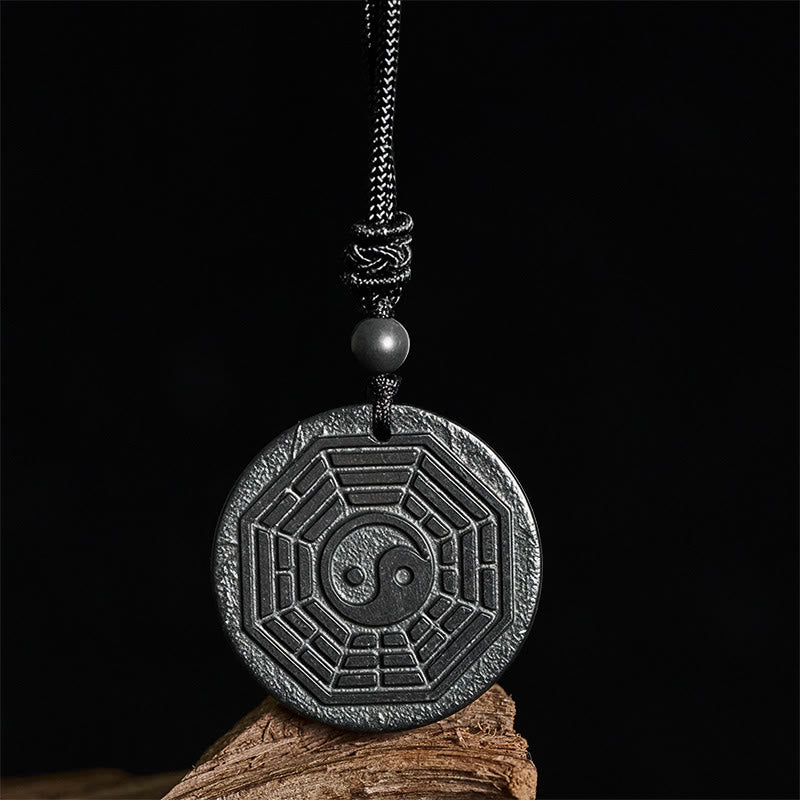 Fortune Jewel Authentic Shungite Stone Yin Yang Bagua Protection Necklace Pendant - Fortune Jewel