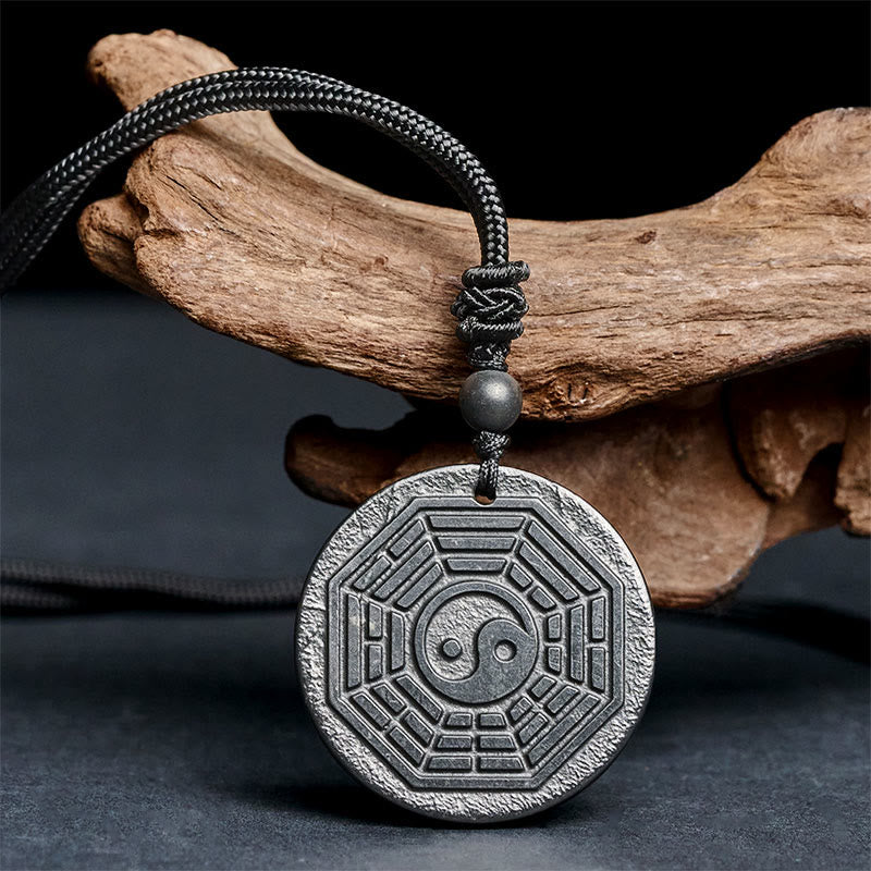 Fortune Jewel Authentic Shungite Stone Yin Yang Bagua Protection Necklace Pendant - Fortune Jewel