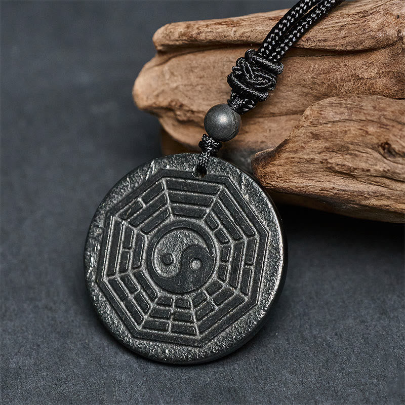 Fortune Jewel Authentic Shungite Stone Yin Yang Bagua Protection Necklace Pendant - Fortune Jewel