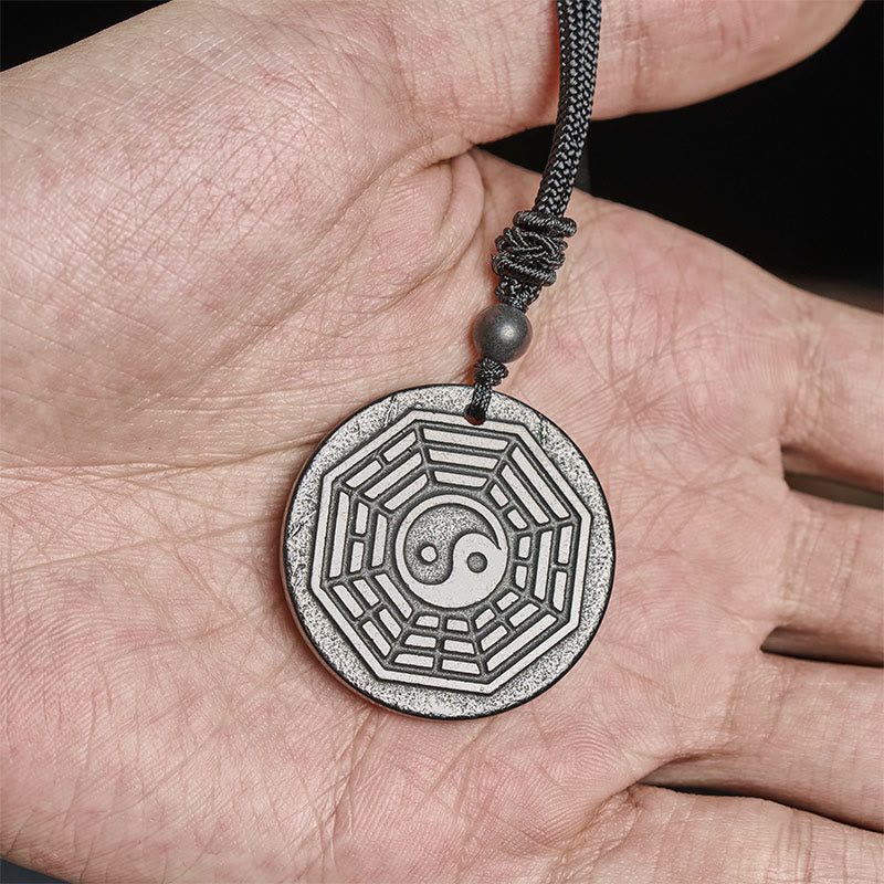 Fortune Jewel Authentic Shungite Stone Yin Yang Bagua Protection Necklace Pendant - Fortune Jewel