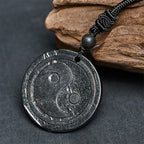 Fortune Jewel Natural Authentic Shungite Stone Carved Yin Yang Protection Necklace Pendant - Fortune Jewel