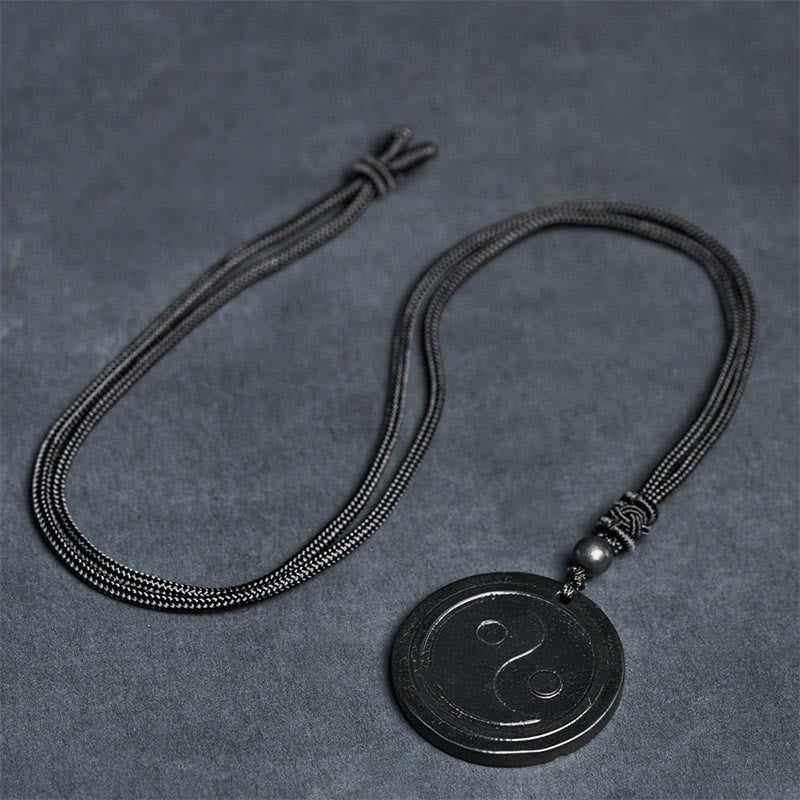Fortune Jewel Natural Authentic Shungite Stone Carved Yin Yang Protection Necklace Pendant - Fortune Jewel