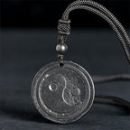 Fortune Jewel Natural Authentic Shungite Stone Carved Yin Yang Protection Necklace Pendant - Fortune Jewel