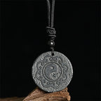 Fortune Jewel Tai Chi Yin Yang Symbol Authentic Shungite Stone Inner Strength Necklace Pendant - Fortune Jewel