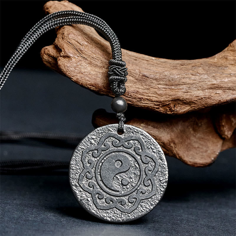 Fortune Jewel Tai Chi Yin Yang Symbol Authentic Shungite Stone Inner Strength Necklace Pendant - Fortune Jewel