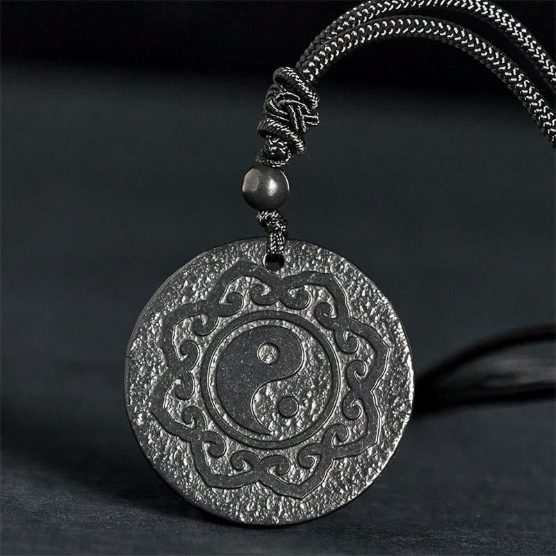 Fortune Jewel Tai Chi Yin Yang Symbol Authentic Shungite Stone Inner Strength Necklace Pendant - Fortune Jewel