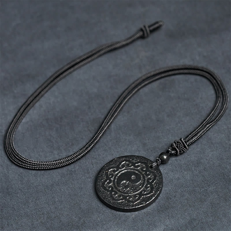 Fortune Jewel Tai Chi Yin Yang Symbol Authentic Shungite Stone Inner Strength Necklace Pendant - Fortune Jewel