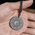 Fortune Jewel Tai Chi Yin Yang Symbol Authentic Shungite Stone Inner Strength Necklace Pendant - Fortune Jewel