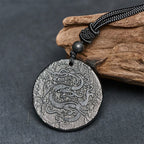 Fortune Jewel Carved Dragon Pattern Authentic Shungite Stone Inner Strength Necklace Pendant - Fortune Jewel