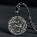 Fortune Jewel Carved Dragon Pattern Authentic Shungite Stone Inner Strength Necklace Pendant - Fortune Jewel