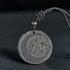 Fortune Jewel Moon Star Round Design Authentic Shungite Stone Protection Necklace Pendant - Fortune Jewel