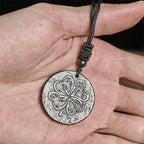 Fortune Jewel Four Leaf Clover Authentic Shungite Stone Graphite Stone Protection Necklace Pendant - Fortune Jewel
