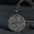 Fortune Jewel Four Leaf Clover Authentic Shungite Stone Graphite Stone Protection Necklace Pendant - Fortune Jewel