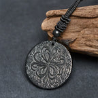Fortune Jewel Four Leaf Clover Authentic Shungite Stone Graphite Stone Protection Necklace Pendant - Fortune Jewel