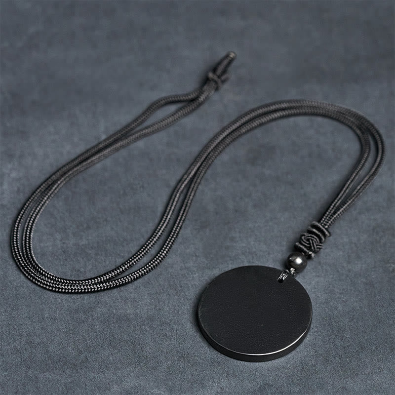 Fortune Jewel Circle Simple Design Authentic Shungite Stone Protection Necklace Pendant - Fortune Jewel