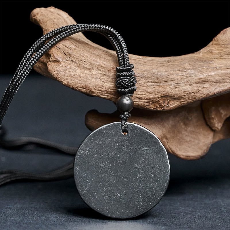 Fortune Jewel Circle Simple Design Authentic Shungite Stone Protection Necklace Pendant - Fortune Jewel