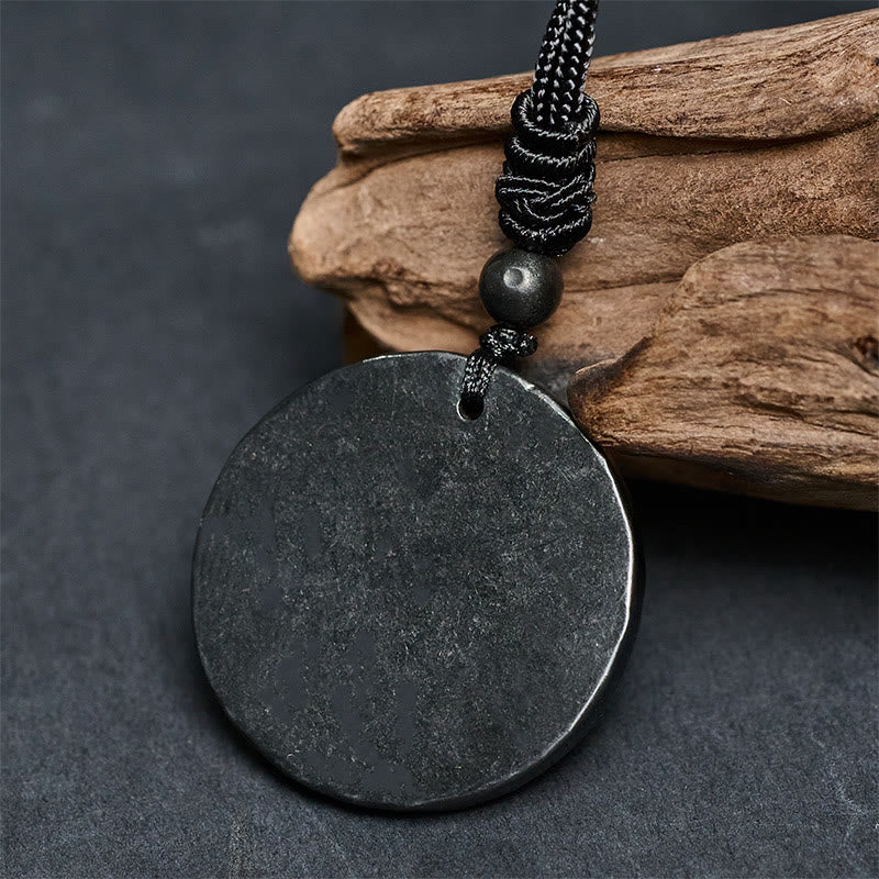 Fortune Jewel Circle Simple Design Authentic Shungite Stone Protection Necklace Pendant - Fortune Jewel