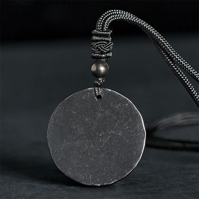 Fortune Jewel Circle Simple Design Authentic Shungite Stone Protection Necklace Pendant - Fortune Jewel